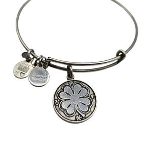 Alex and Ani Bangle Bracelet Four Leaf Clover Good Luck Charm 7" USA SKU2936